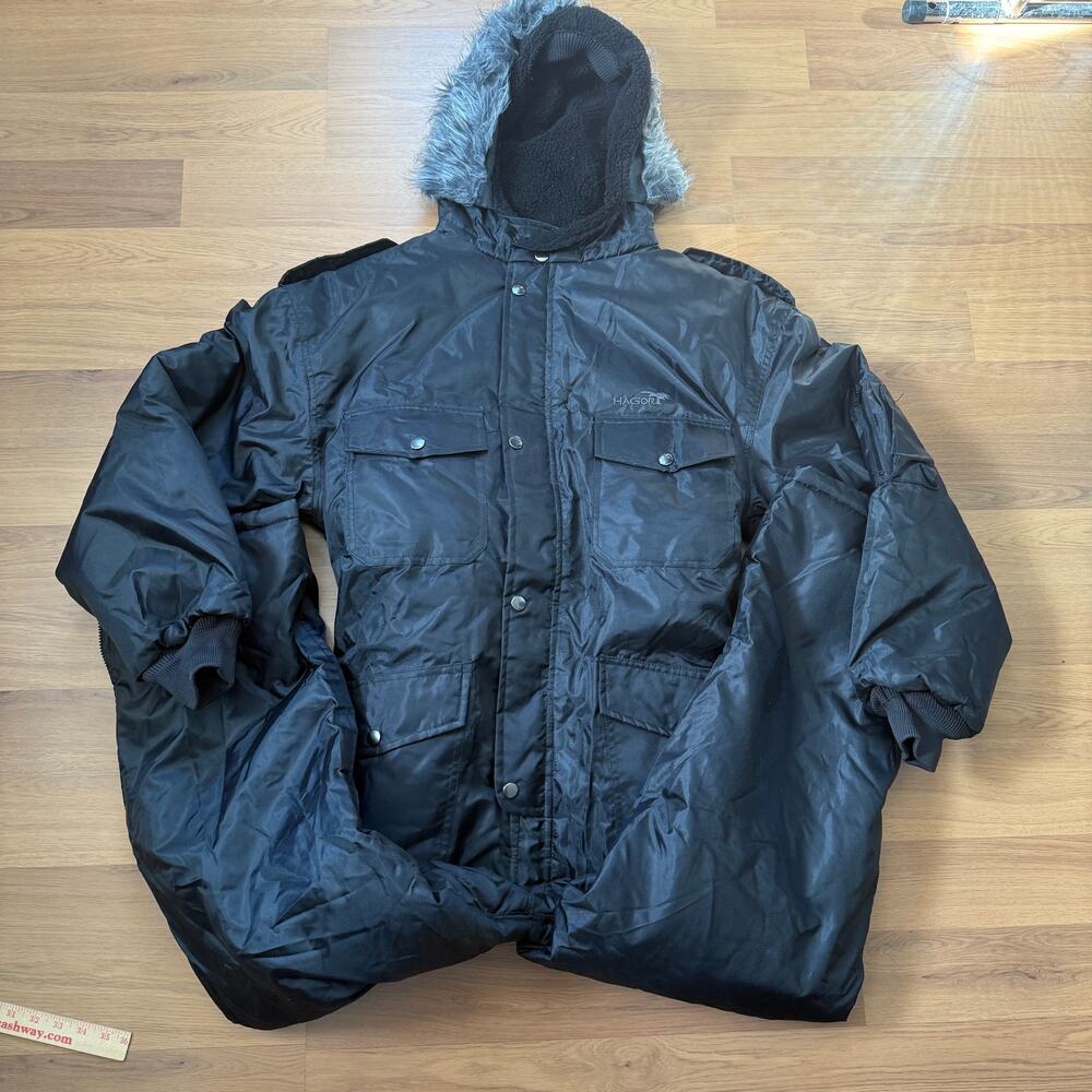 Men's Black Hagor Winter Snowsuit Quilted Insulated Thermal Ski Suit Sz Medium